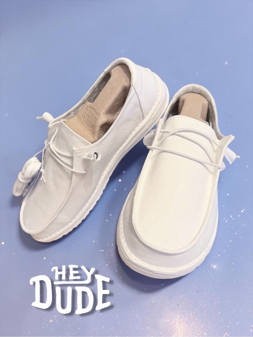 NWB HEYDUDE Wendy Chambray Slip-On Sneakers - White - Size 10